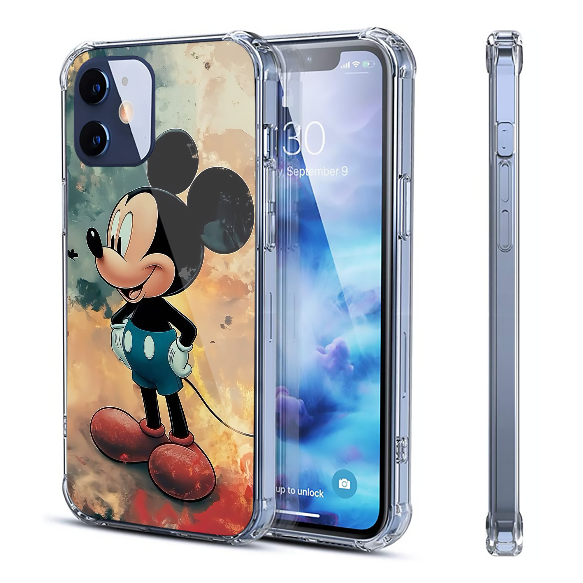 （画像用） ミッキーマウス Mickey Mouse 【iPhone 12シリーズ対応】透明スマホケース（クリアソフトケース）